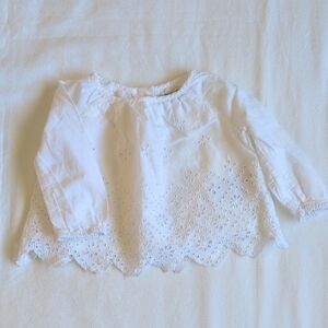 babyGap white cotton eyelet long sleeve swing blouse 3-6 months baby girl